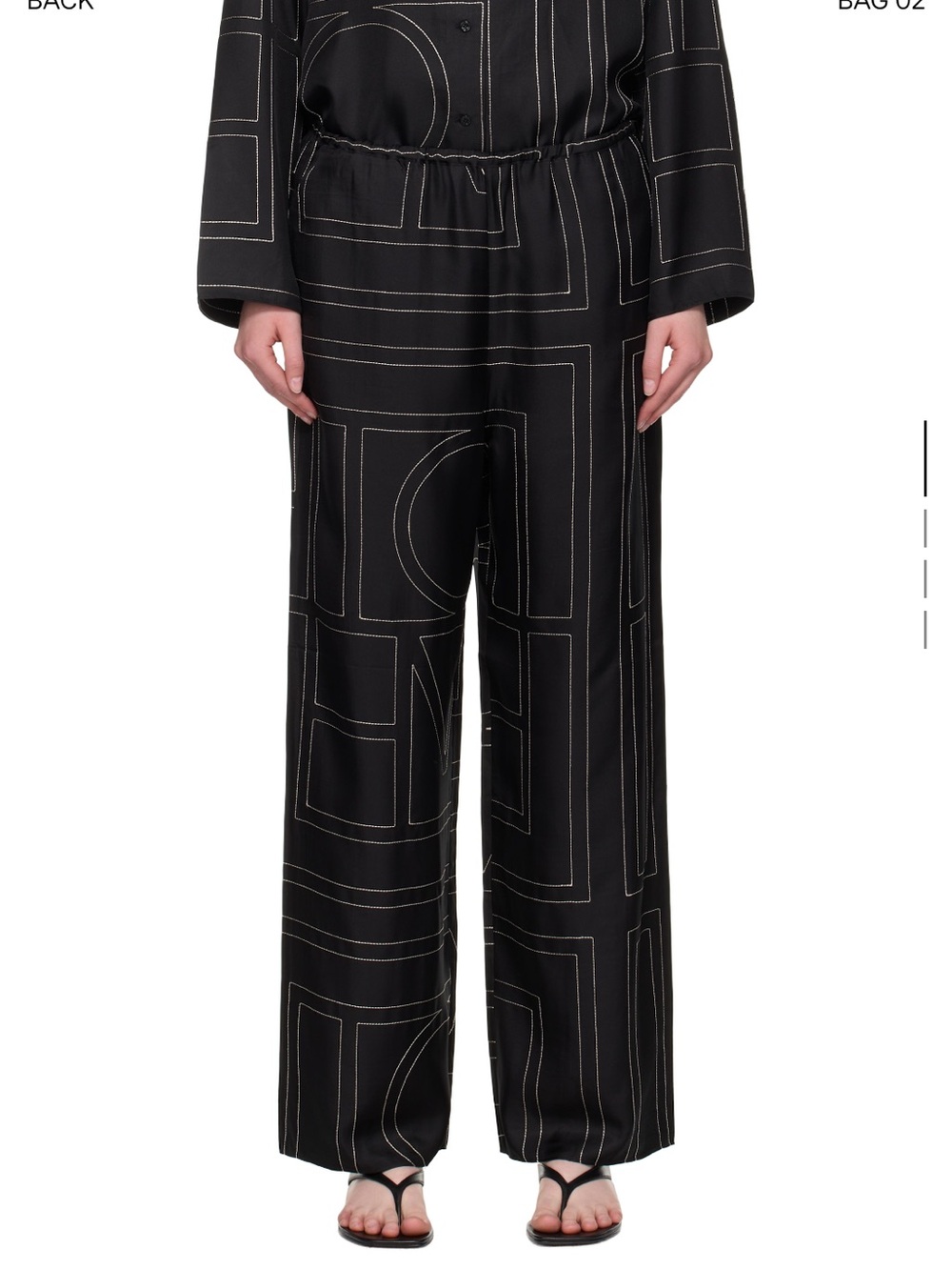 Toteme Monogram Black Silk Lounge Pant